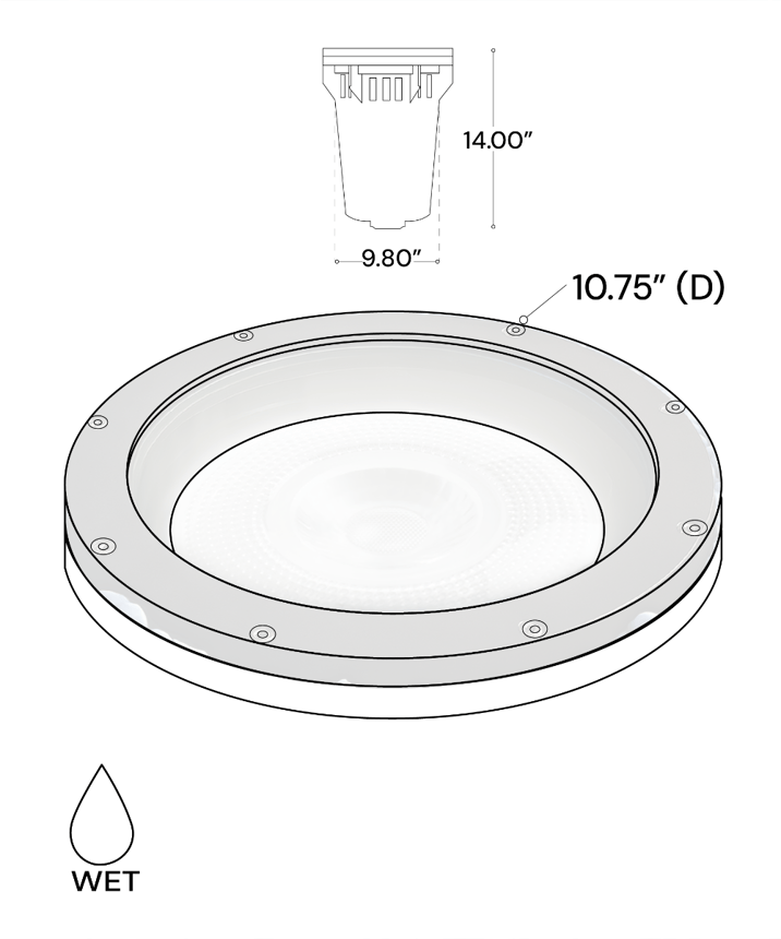 Alcon 9102 LED Well Light shown in a bronze finish with turtle friendly light