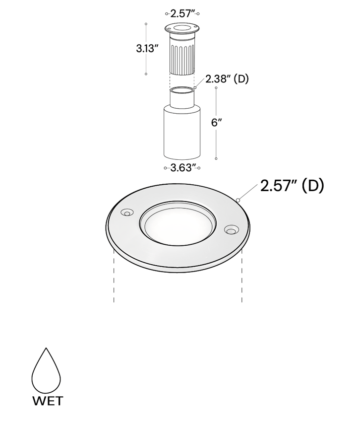 Alcon 9115-S LED Well Light shown in a stainless steel finish