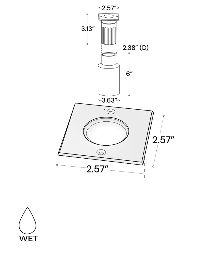 Alcon 9115-R LED Well Light shown in a stainless steel finish