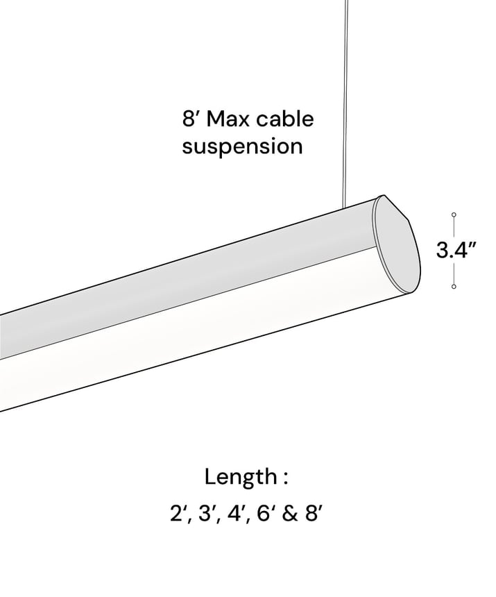 Alcon 12185-P Linear Tube LED Pendant Light shown in a Black finish 