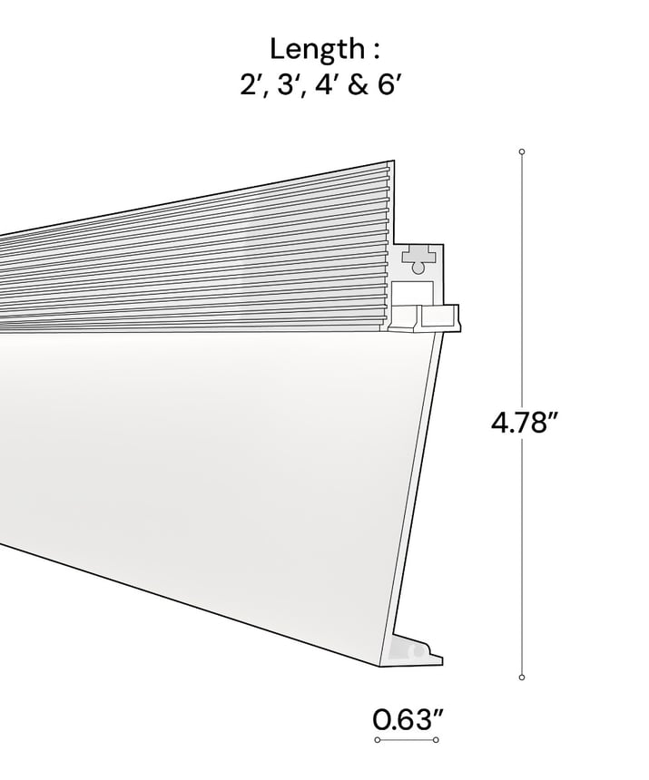 Alcon 15244-A Angled Toe-Kick LED Baseboard Light Strip shown in a White finish