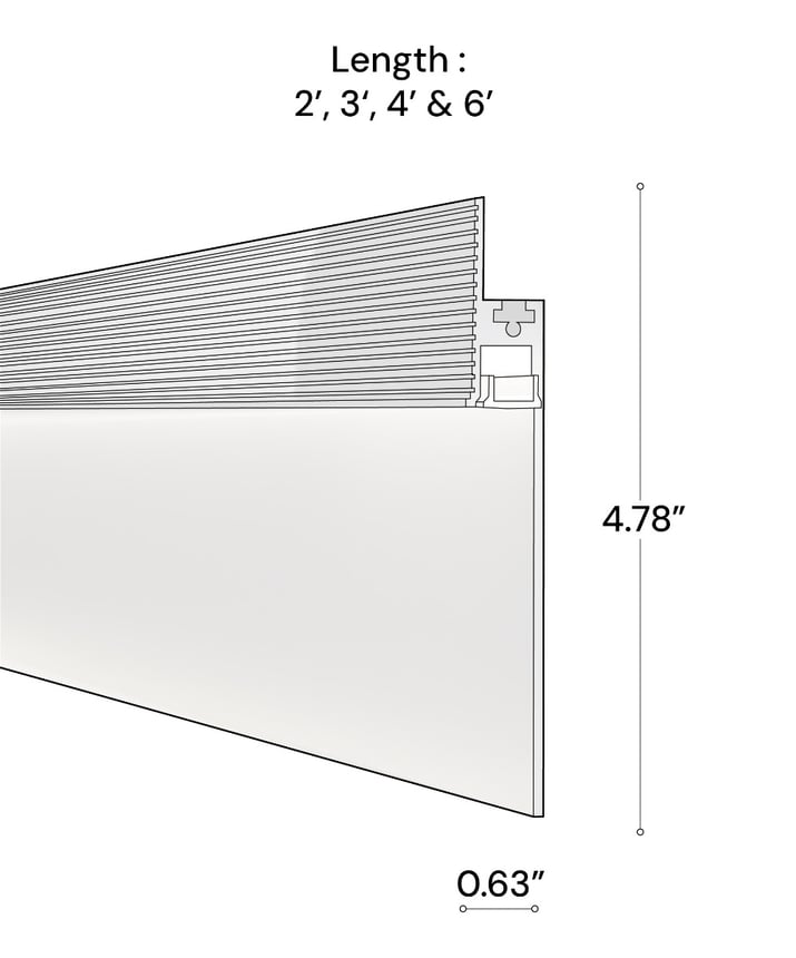 Alcon 15244-S-RGBW Straight Toe-Kick Color-Changing LED Baseboard shown in a White finish