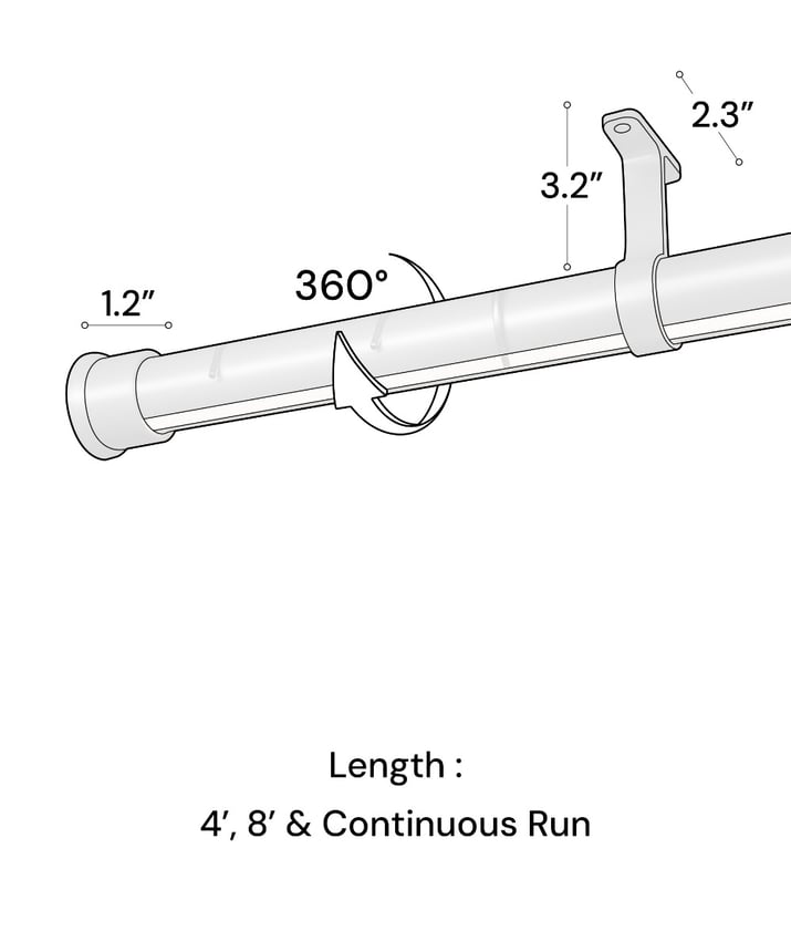 Alcon 14205 Rotatable LED Lighted Closet Rod shown in a Silver finish 