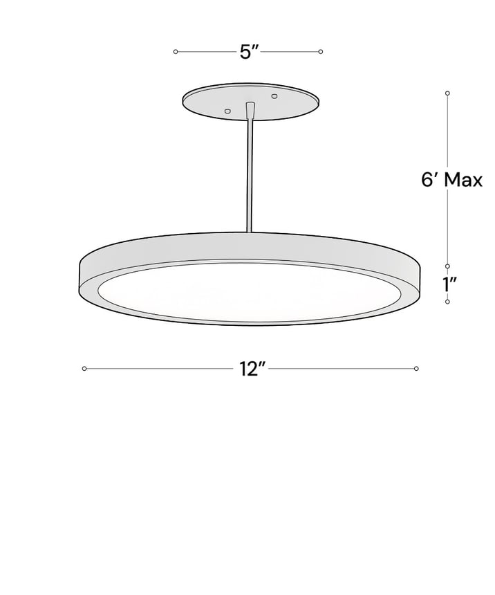 Alcon 12182-P-12 Architectural LED Disk Pendant Light shown in a Black finish 