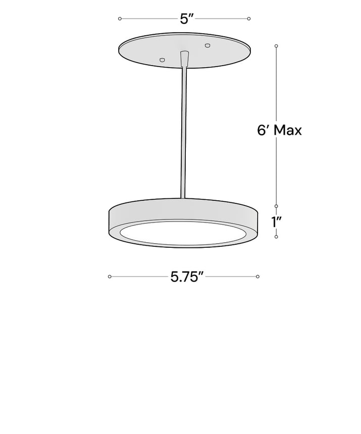 Alcon 12182-P-5 Architectural LED Disk Pendant Light shown in a Black finish