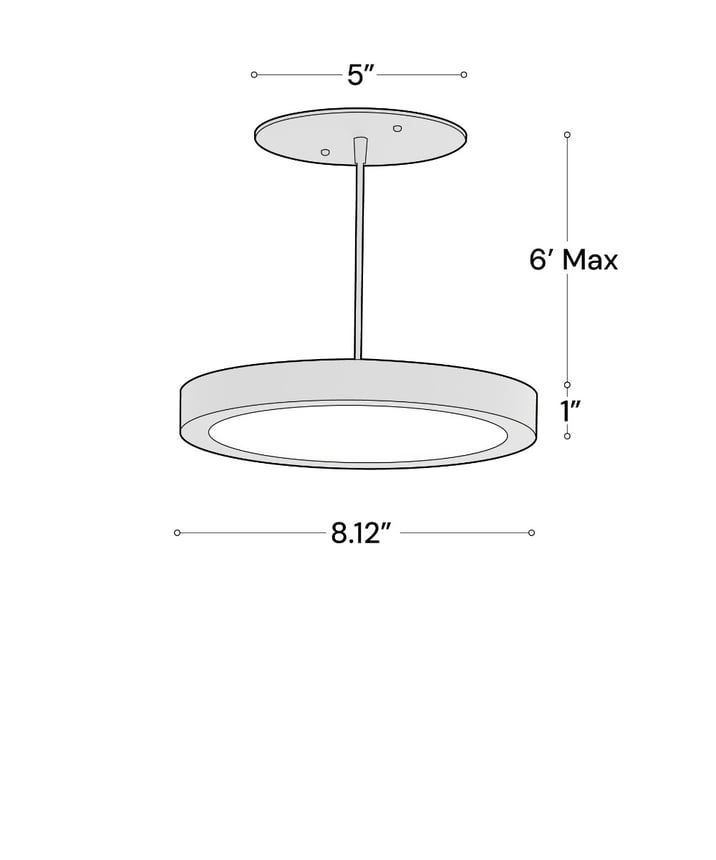 Alcon 12182-P-7 Architectural LED Disk Pendant Light shown in a Black finish