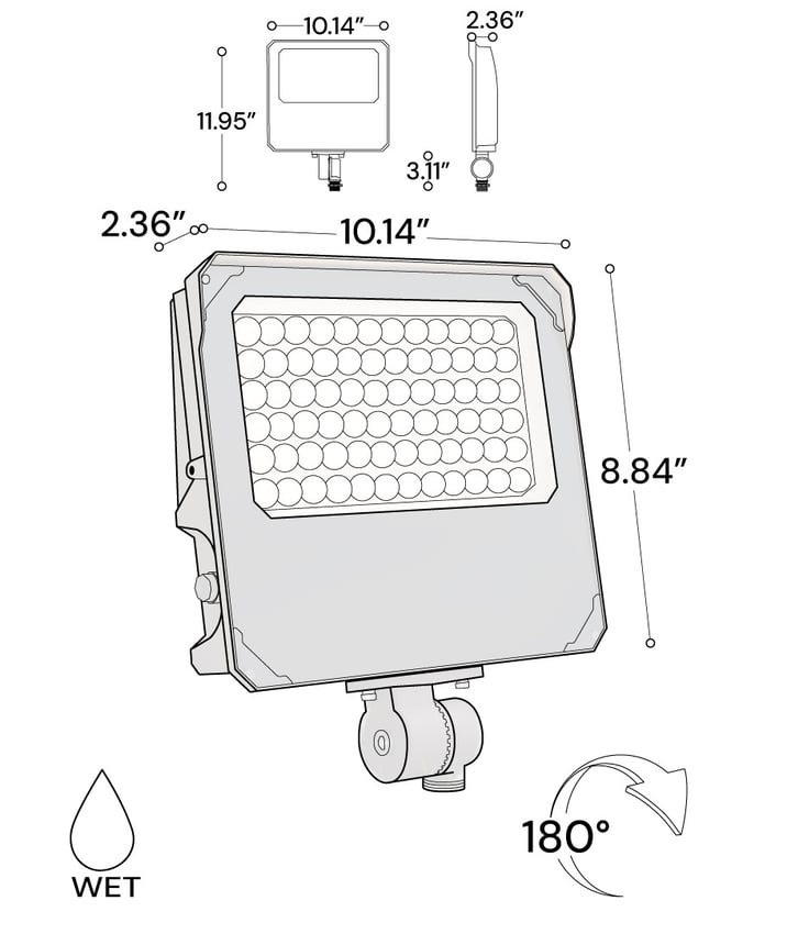 Alcon 11411-KN-MD Knuckle Mount LED Flood Light shown in a bronze finish.