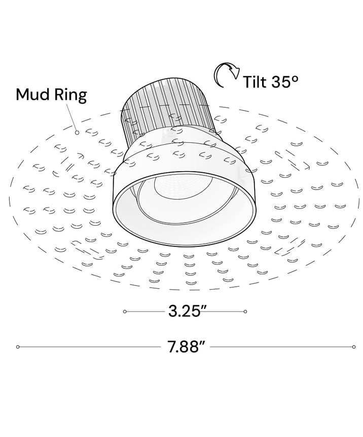 4-Inch TIR Optics Trimless Round Recessed Adjustable LED Light