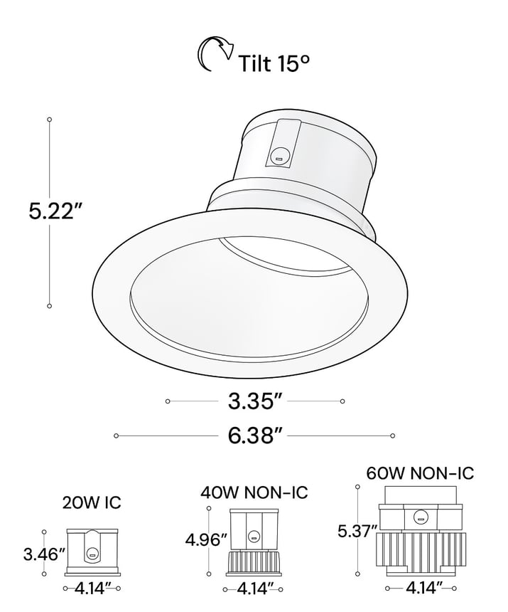 Alcon 14123-4R-WW Round Recessed Wall Wash Light shown in a White and Satin haze finish