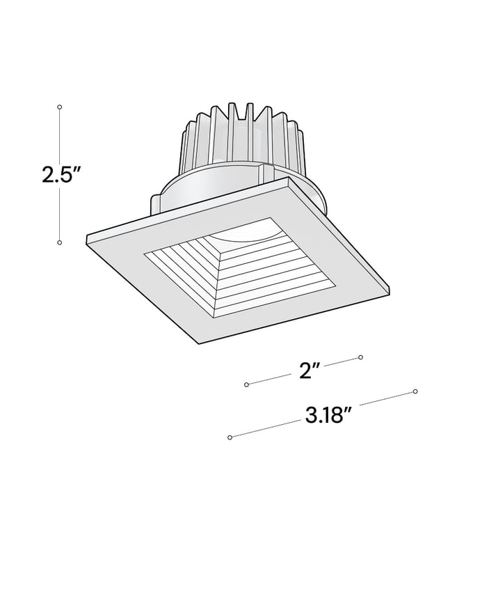 Alcon 14144-S-DIR-B Square Recessed Baffled Downlight shown in a Black finish