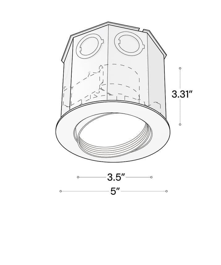 14106-4ND-ADJ-BA Adjustable Low-Glare Baffle Recessed Concrete Ceiling Downlight shown in a White finish