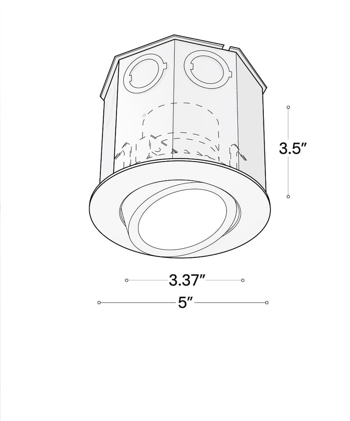 14106-4ND-ADJ Adjustable Gimbal Recessed Concrete Ceiling Downlight shown in a White finish