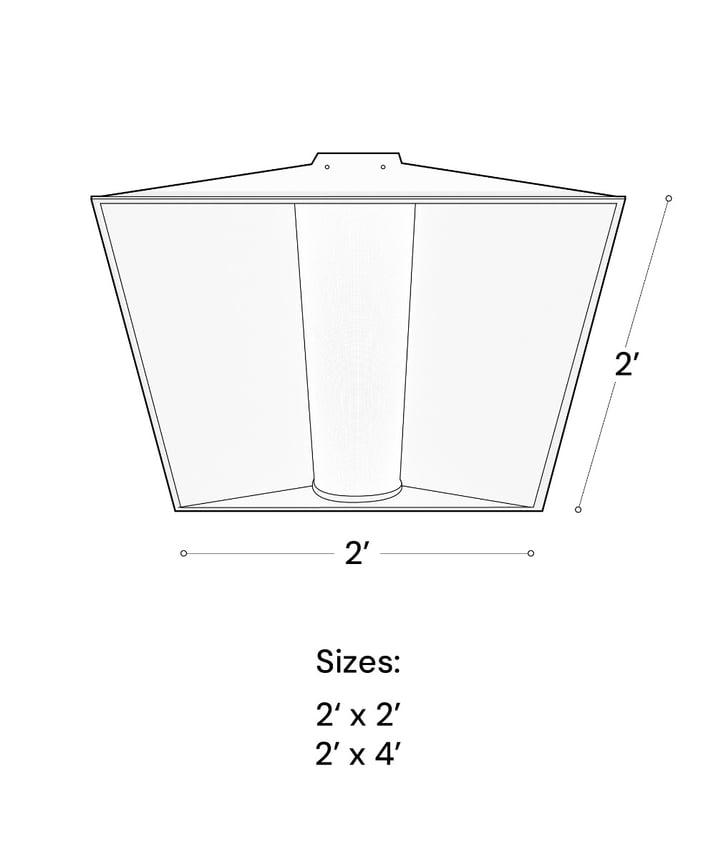 Alcon 24000 Perforated Metal Center-Basket Recessed LED Troffer Light shown in a White finish