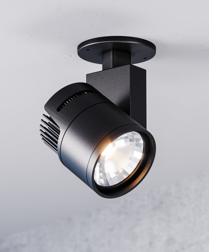 Alcon 13127-LG-MPR 4.75-Inch Architectural LED Monopoint Spot Light Round shown in a black finish.