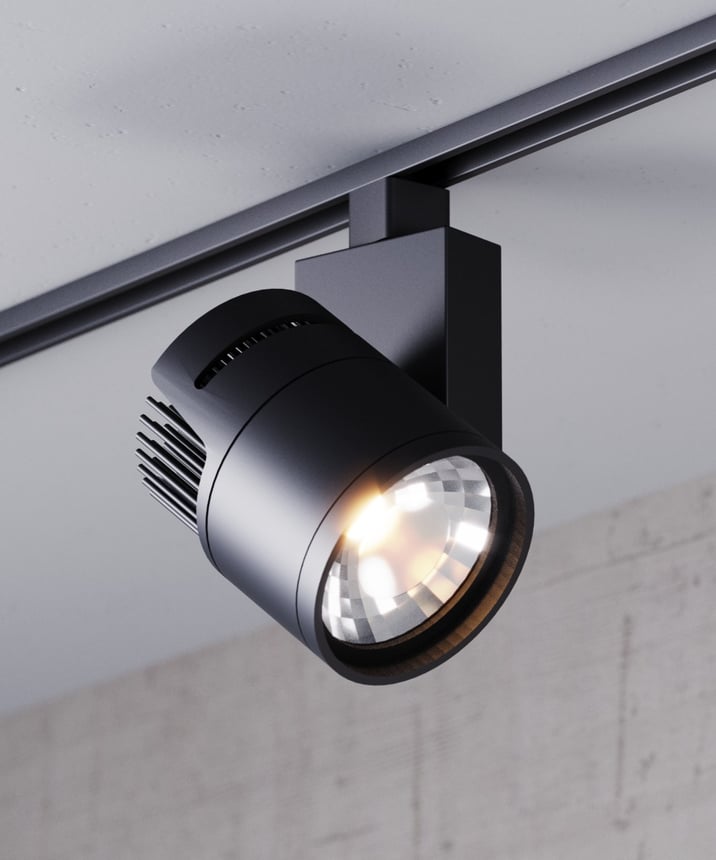 Alcon 13127-LG Architectural Multi-Sized LED Track Light Head shown in a Black finish.
