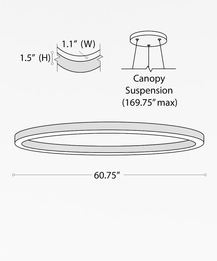 Alcon 12233-P, suspended commercial pendant light shown in black finish and with a flush trim-less lens.