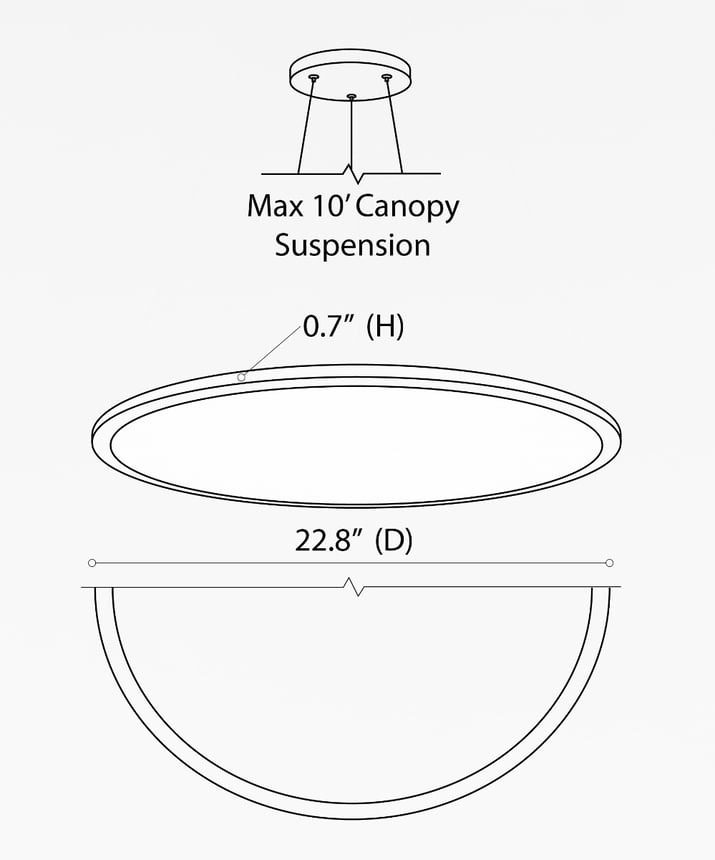 Alcon 12290-P, suspended commercial inverted-dome pendant light shown in white finish.