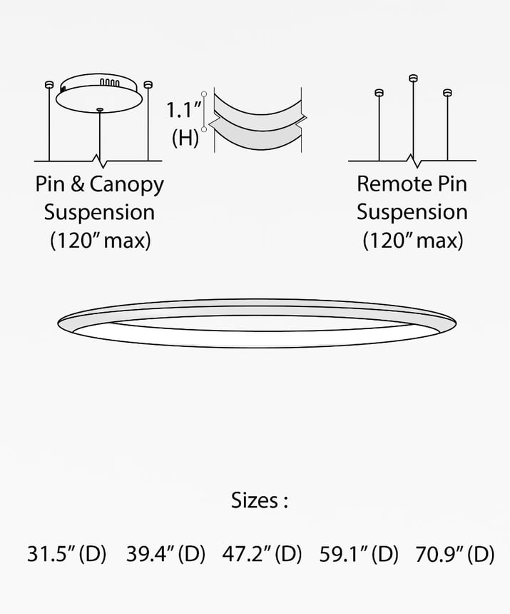 Alcon 12279-1-P, suspended commercial 1 tiered ring pendant light shown in black finish.