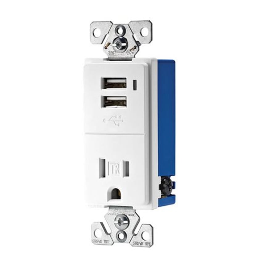 Cooper Combination USB Charger with Tamper Resistant Receptacle TR7740-W