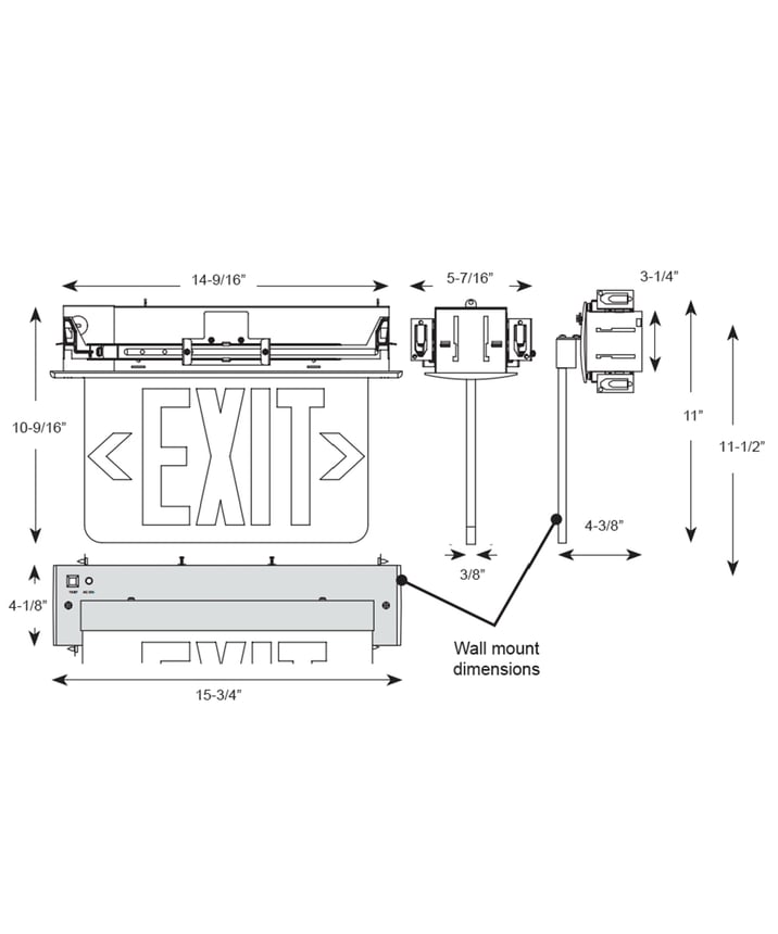 Alcon 16116 Single Sided Edge Lit Recessed LED Exit Sign