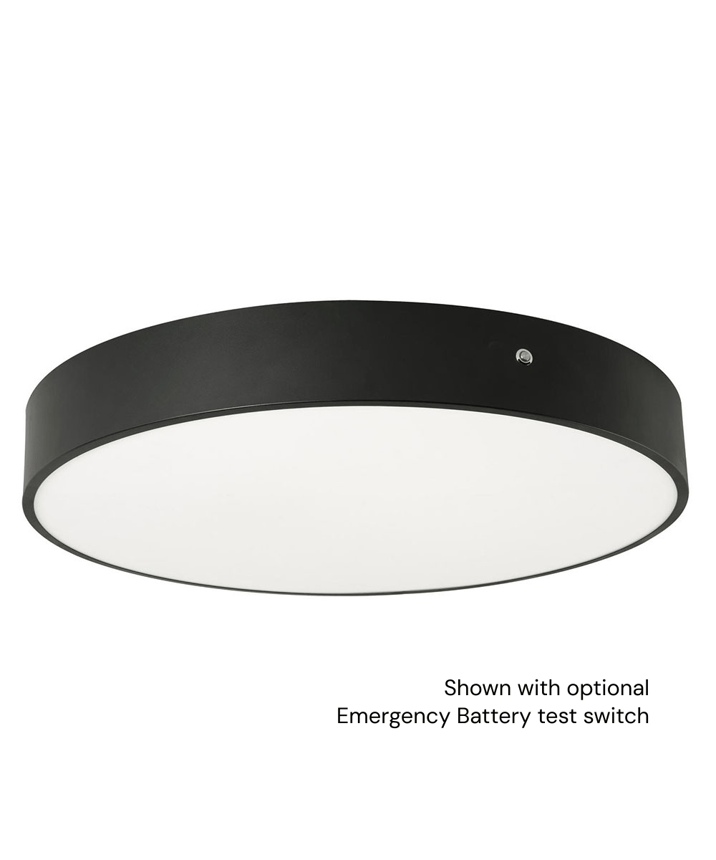 Product rendering of the 11182 round semi-flush ceiling light by Alcon Lighting shown in a black finish.