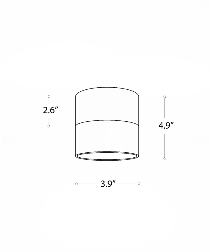 Alcon Lighting 12343-4 Direct light cylinder surface dome shown in black finish with a gold interior. 