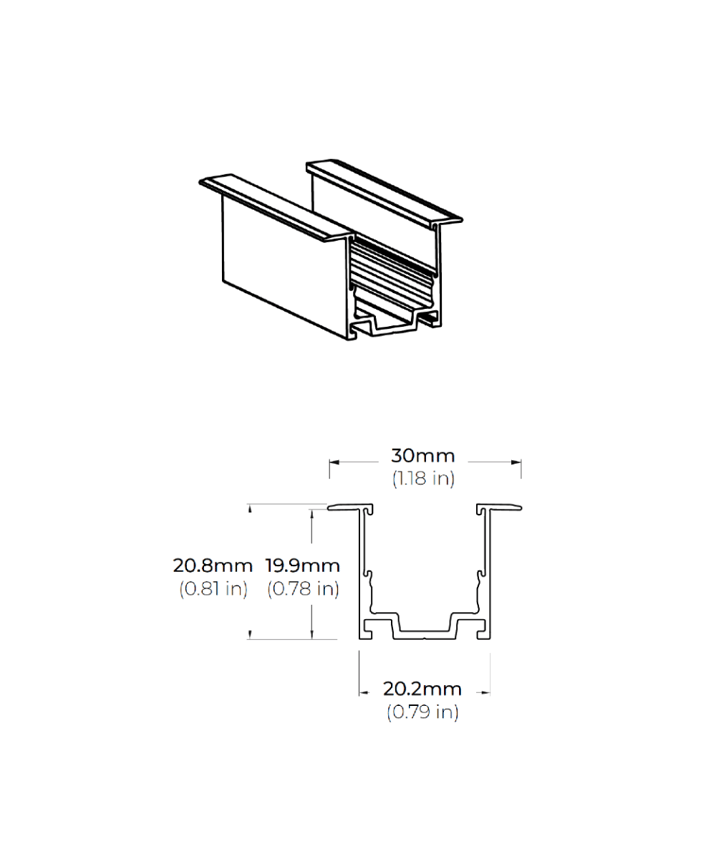 Flanged Recessed LED Aluminum Mounting Channel