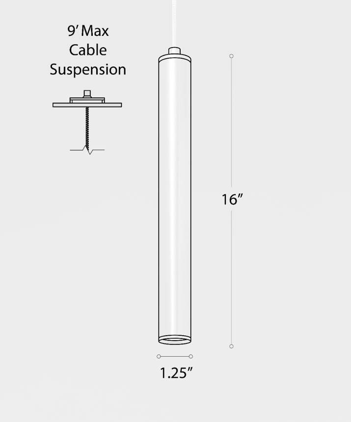 Alcon 12335, LED metallic cylinder direct pendant light shown in gold finish.