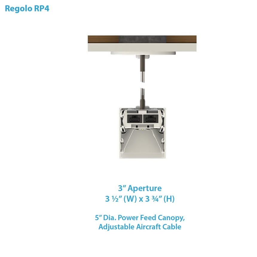 Nulite Lighting Regolo RP4-4B Bi-Directional Pendant Series LED 4 Inch Linear Suspended Light Fixture - Direct / Indirect