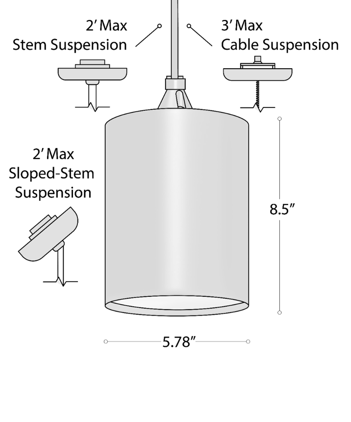 Alcon 12400-6P RGBW Color tunable pendant light shown in a black finish.