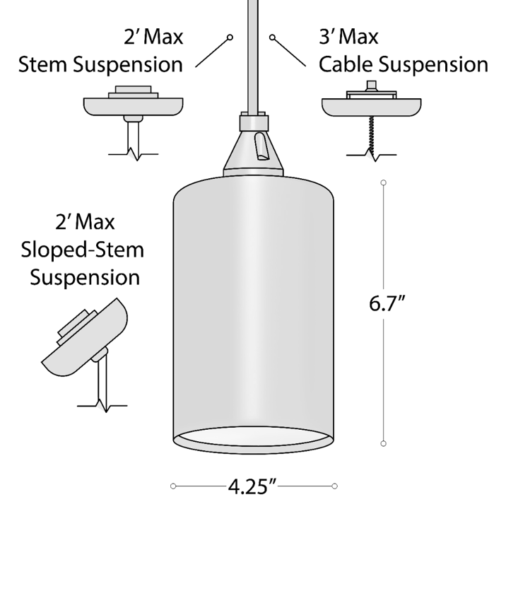 Alcon 12400-4P RGBW Color tunable pendant light shown in a black finish.