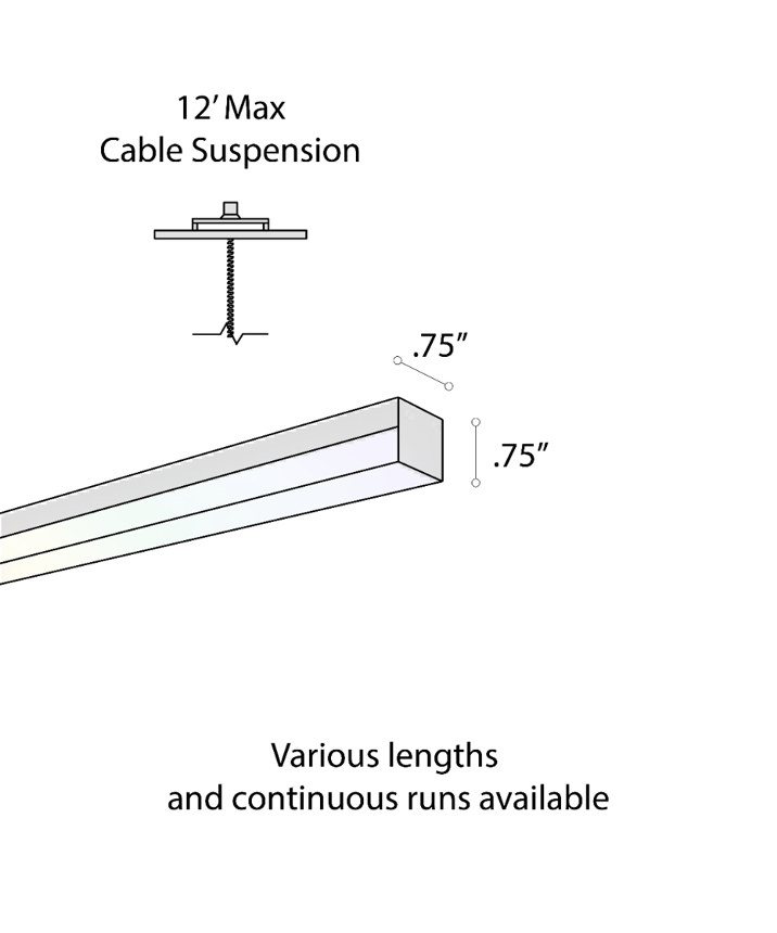 12100-10-P-RGBW suspended color changing pendant light shown with silver finish and side-wrapping lens