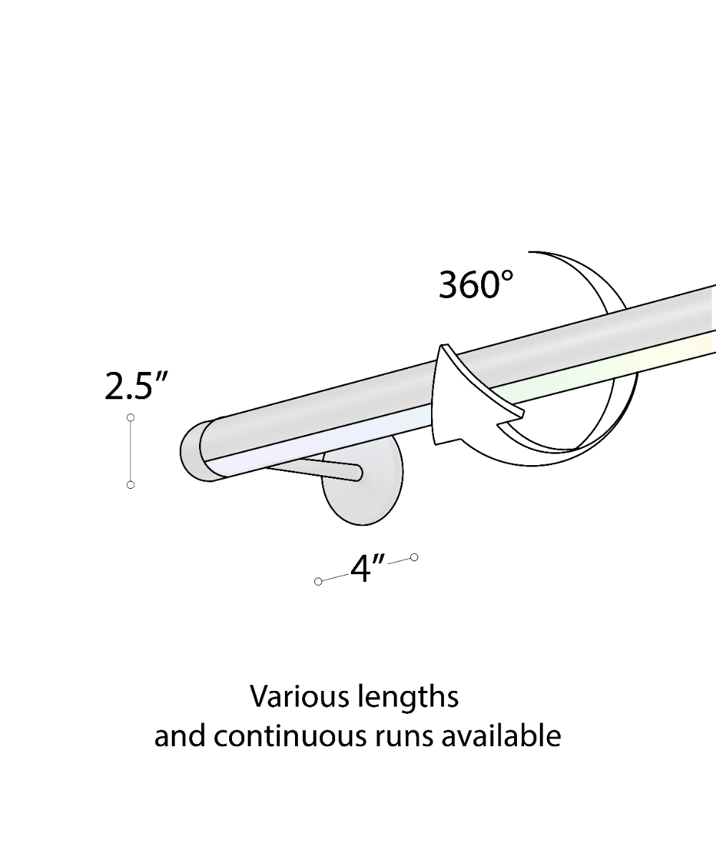 Alcon 12100-R2-W RGBW Color tunable linear wall light shown in a black finish.
