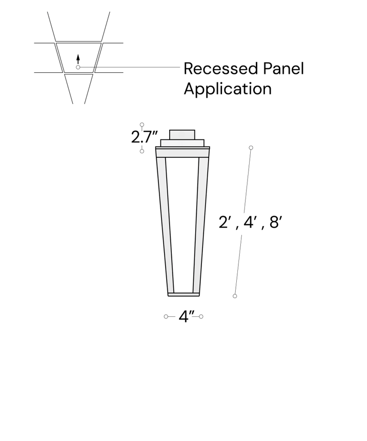 Alcon Lighting 14054-R-4 LED 
4 inch wide recessed troffer panel light with a white finish.