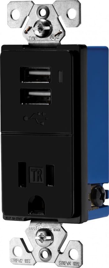 Cooper Combination USB Charger with Tamper Resistant Receptacle TR7740-W