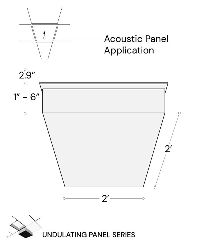 Alcon 11166-SA sound absorbing acoustic non-lit Troffer panel shown in gray felt finish and available in many more colors.