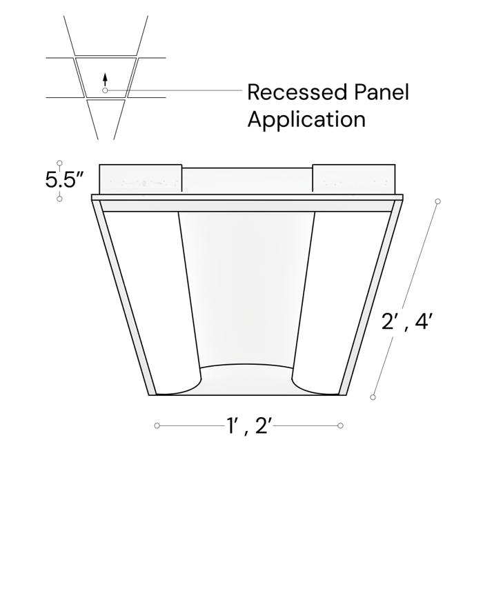 Alcon Lighting 14080 side cove LED troffer panel light shown in white finish. 