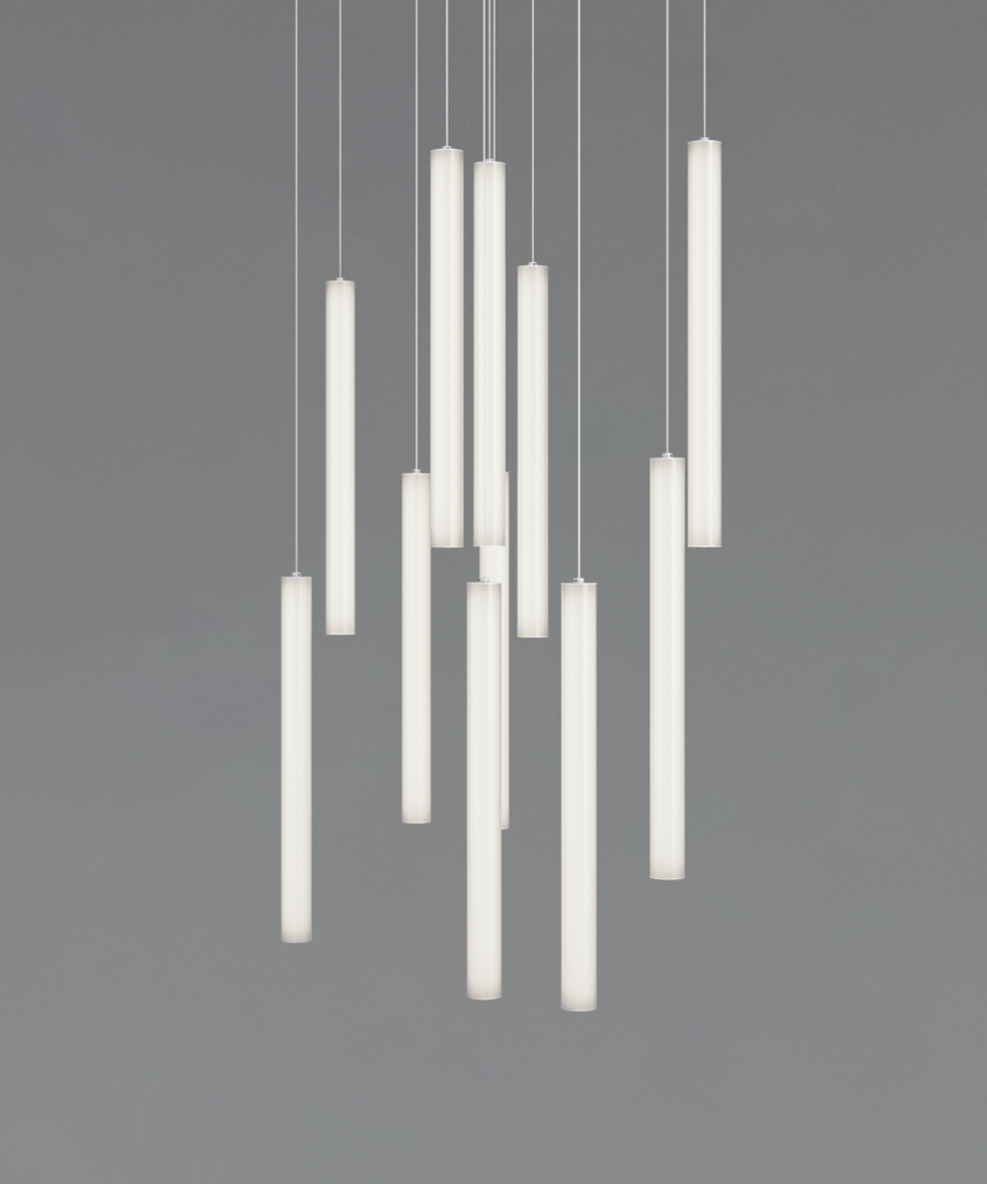 11-Light LED Vertical Tube Suspension Chandelier 
