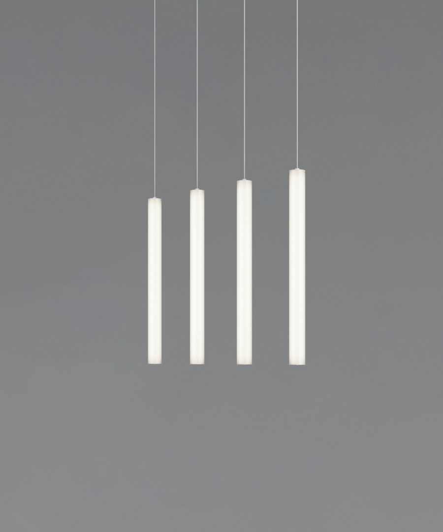 4-Light LED Vertical Tube Suspension Chandelier