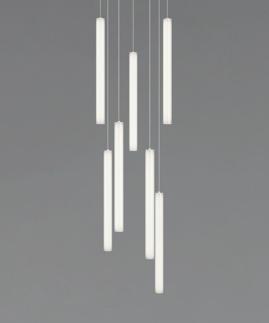7-Light LED Vertical Tube Suspension Chandelier 