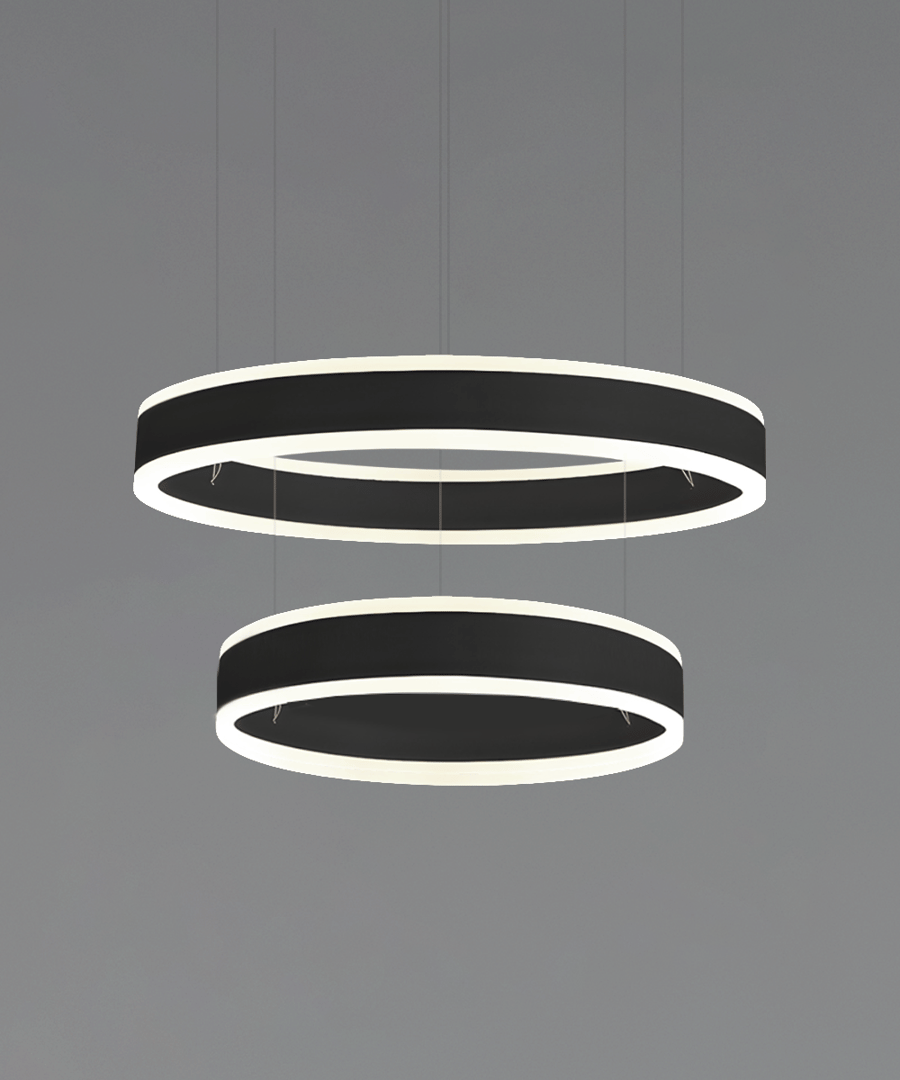 2-Tier Round Chandelier LED Ring Pendant Up and Down Light