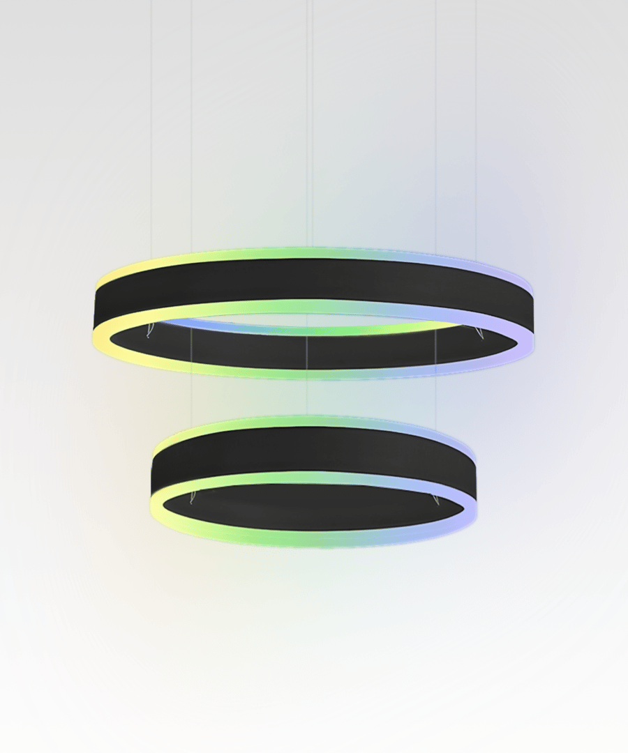 2-Tier Round Chandelier RGBW LED Ring Pendant Up and Down Light