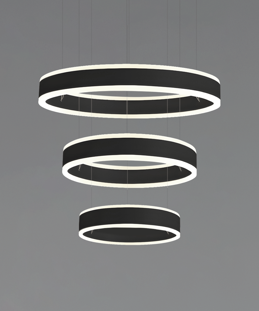 3-Tier Round Chandelier LED Ring Pendant Up and Down Light