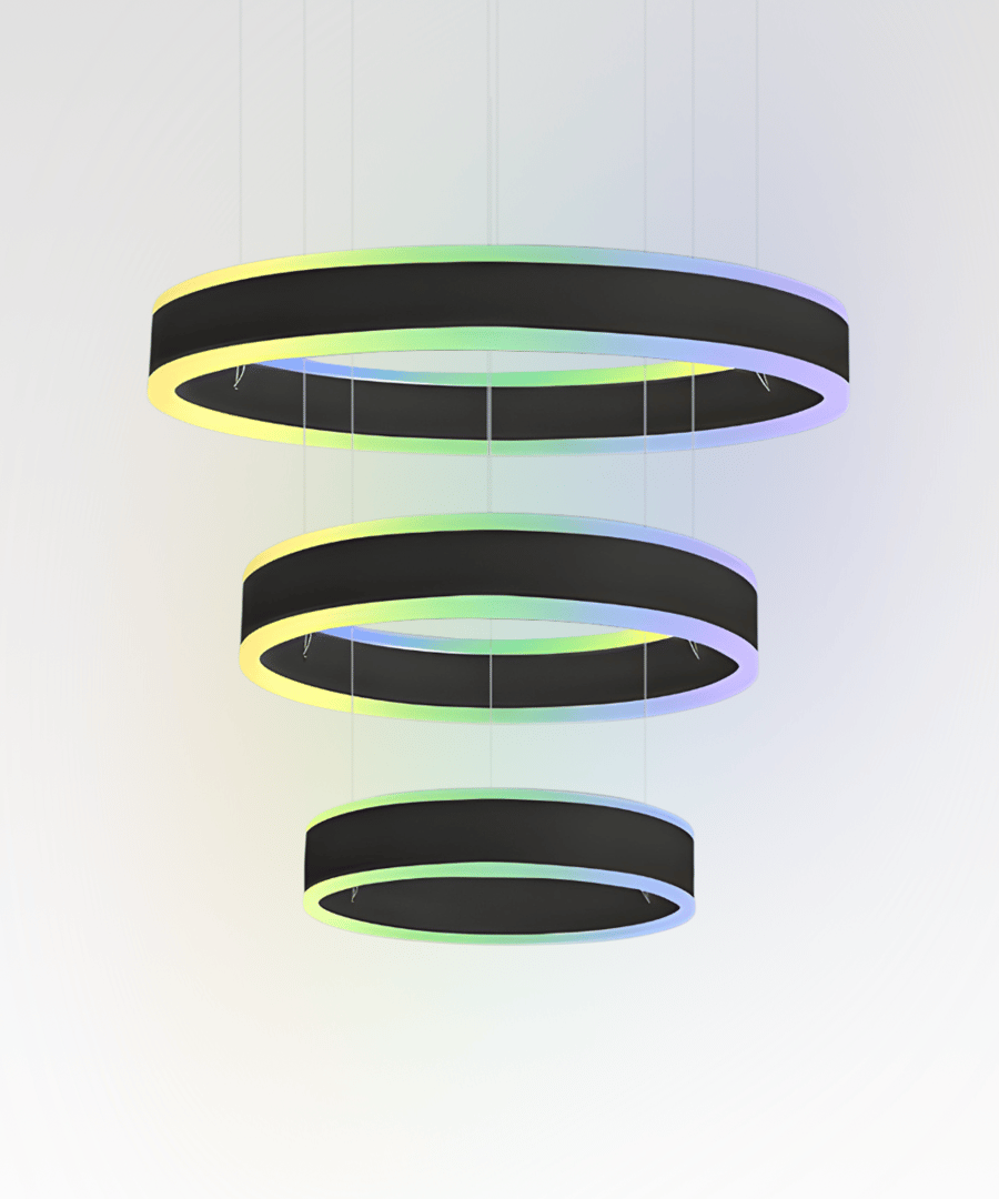 3-Tier Round Chandelier RGBW LED Ring Pendant Up and Down Light