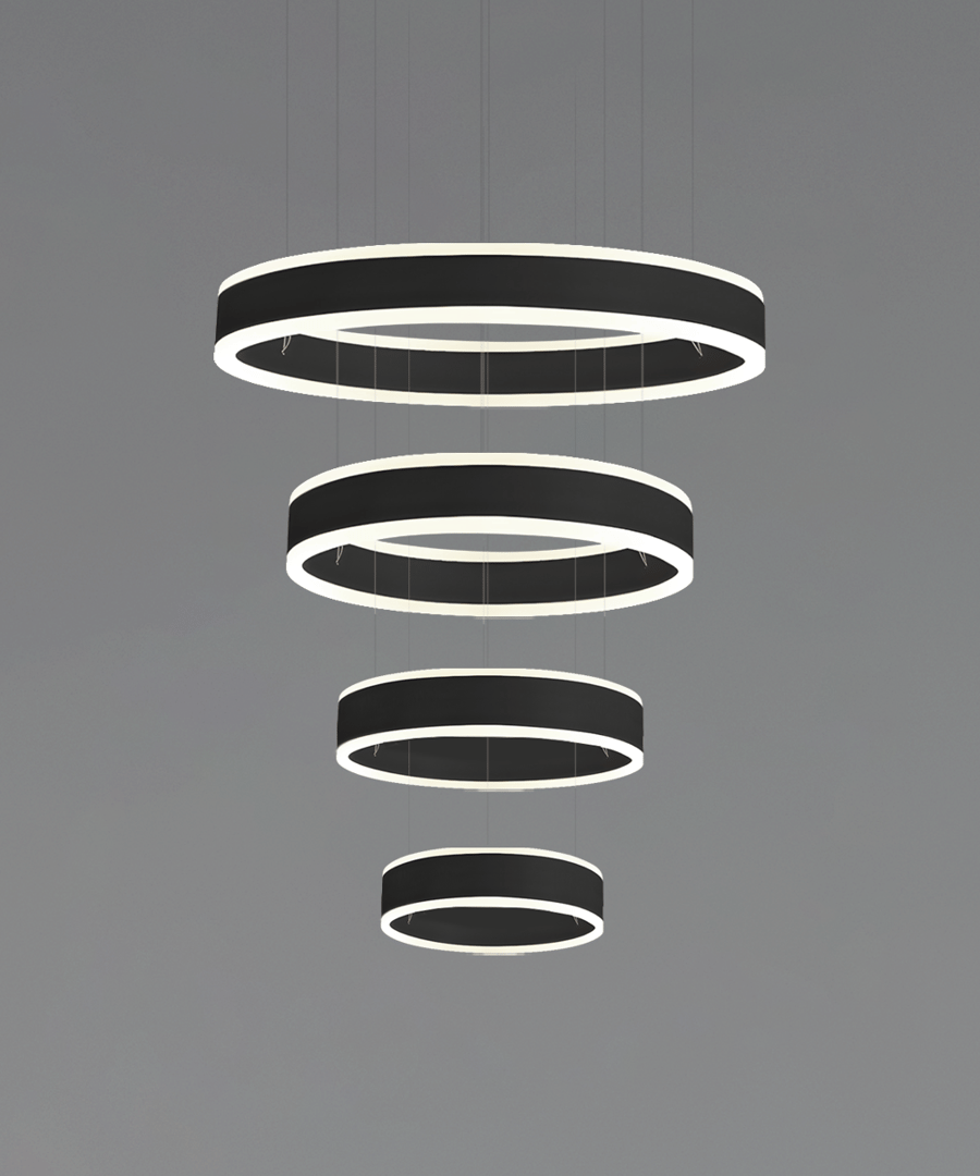 4-Tier Round Chandelier LED Ring Pendant Up and Down Light