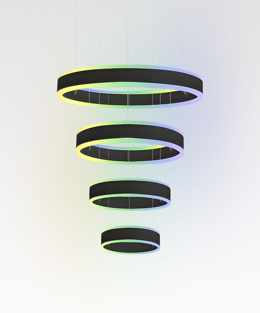 4-Tier Round Chandelier RGBW LED Ring Pendant Up and Down Light