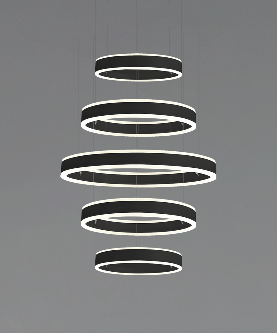5-Tier Round Chandelier LED Ring Pendant Up and Down Light