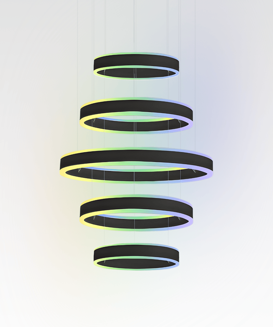 5-Tier Round Chandelier RGBW LED Ring Pendant Up and Down Light
