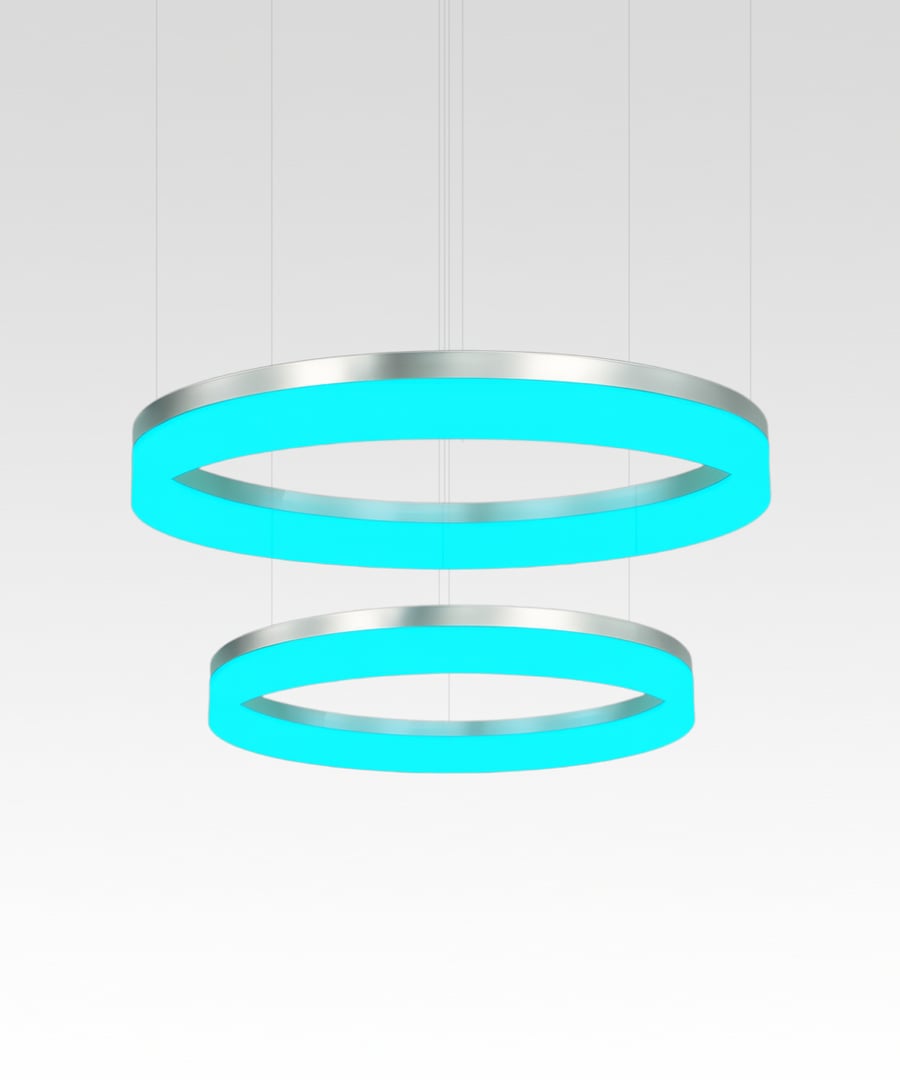 2-Tier RGBW Color-Changing LED Ring Chandelier Pendant Downlight