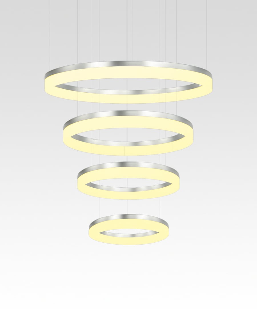 4-Tier RGBW Color-Changing LED Ring Chandelier Pendant Downlight